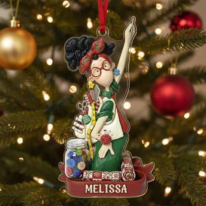Sewing Lovers 2D Acrylic Ornament Proud Quilter Personalized