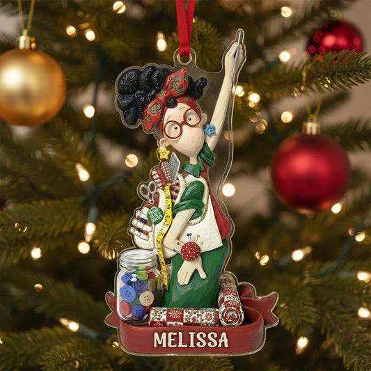 Sewing Lovers 2D Acrylic Ornament Proud Quilter Personalized