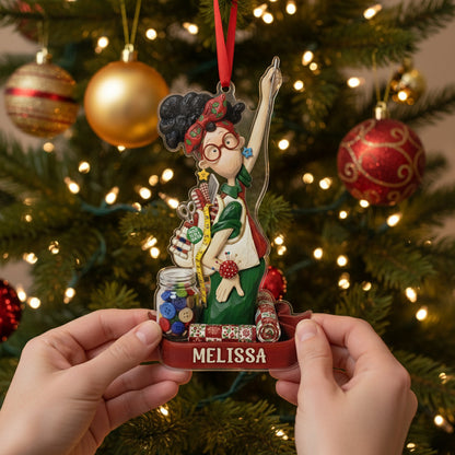 Sewing Lovers 2D Acrylic Ornament Proud Quilter Personalized