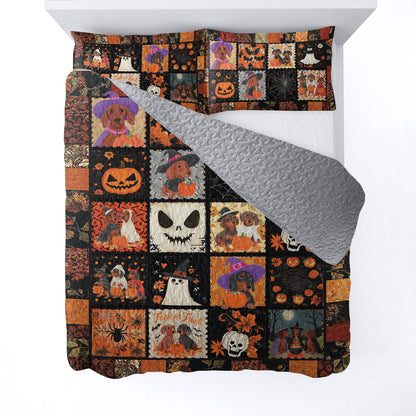 Dachshund All Season Quilt 3-Piece Set Pumpkin Paws