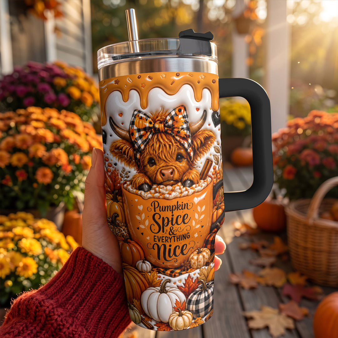 Highland Cow 40 oz Tumbler Pumpkin Spice And Everything Nice