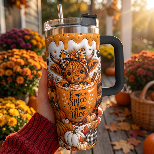 Highland Cow 40 oz Tumbler Pumpkin Spice And Everything Nice