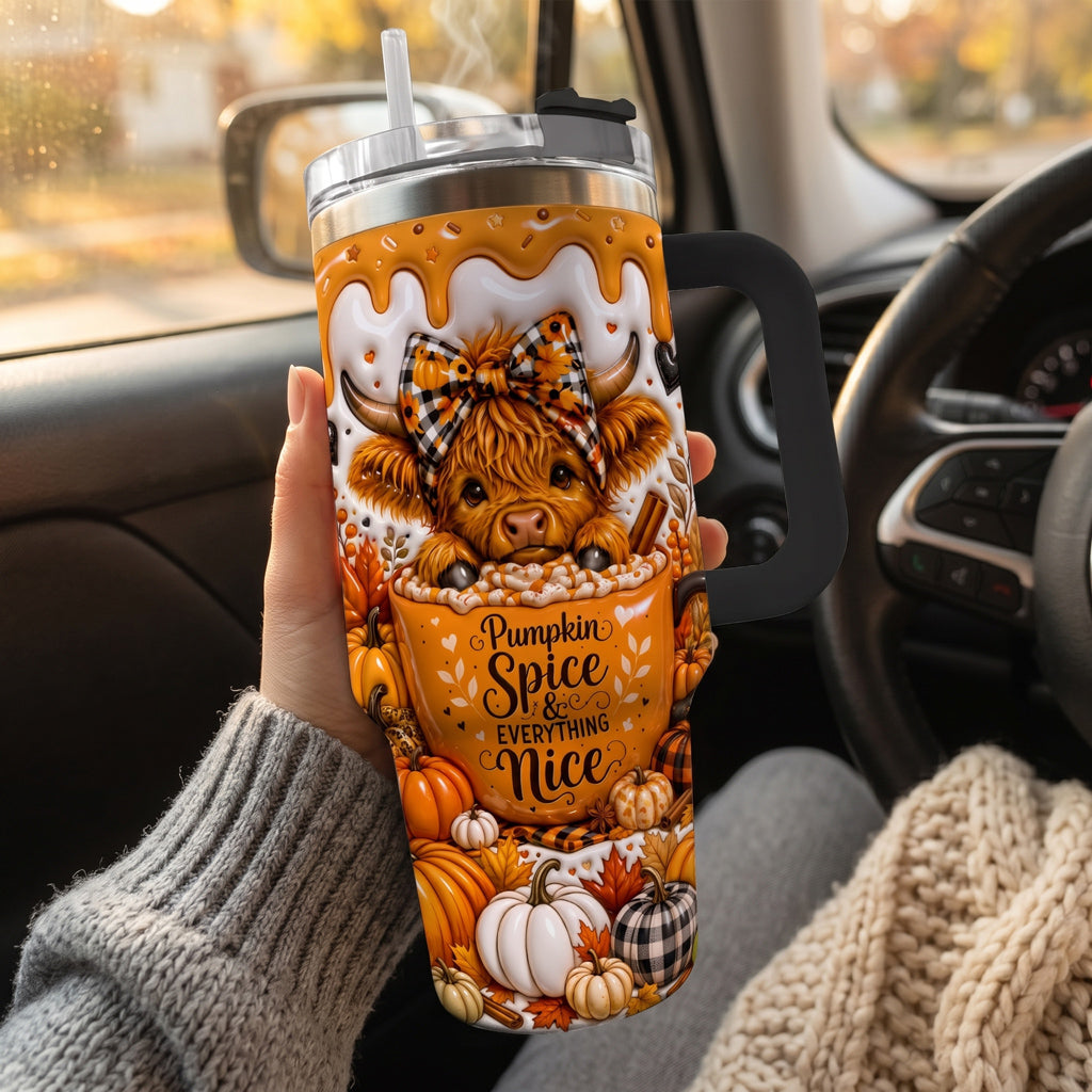 Highland Cow 40 oz Tumbler Pumpkin Spice And Everything Nice