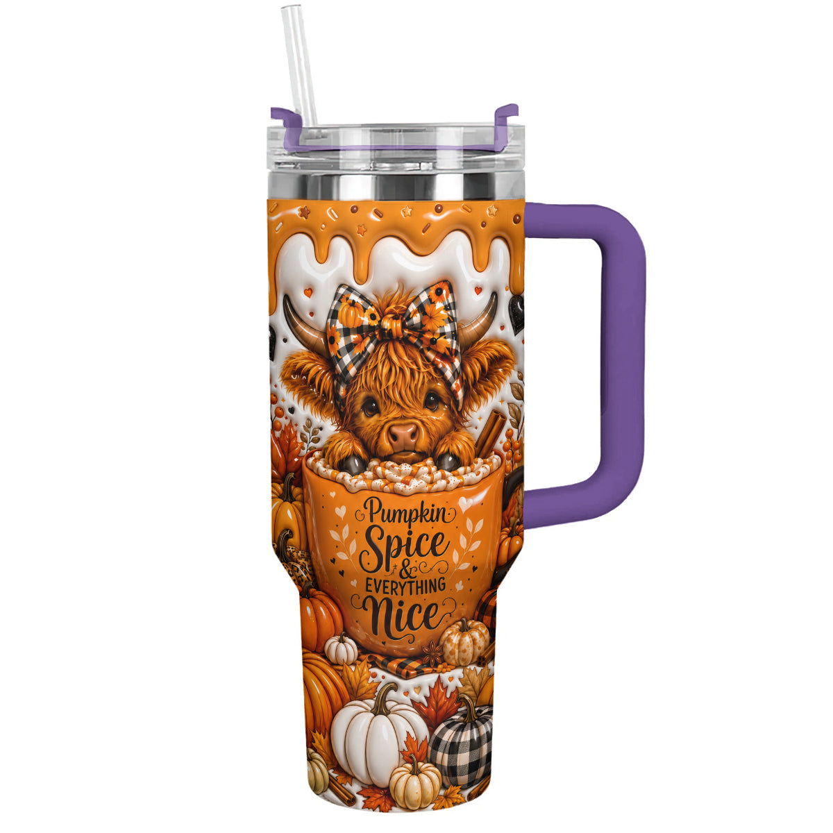 Highland Cow 40 oz Tumbler Pumpkin Spice And Everything Nice