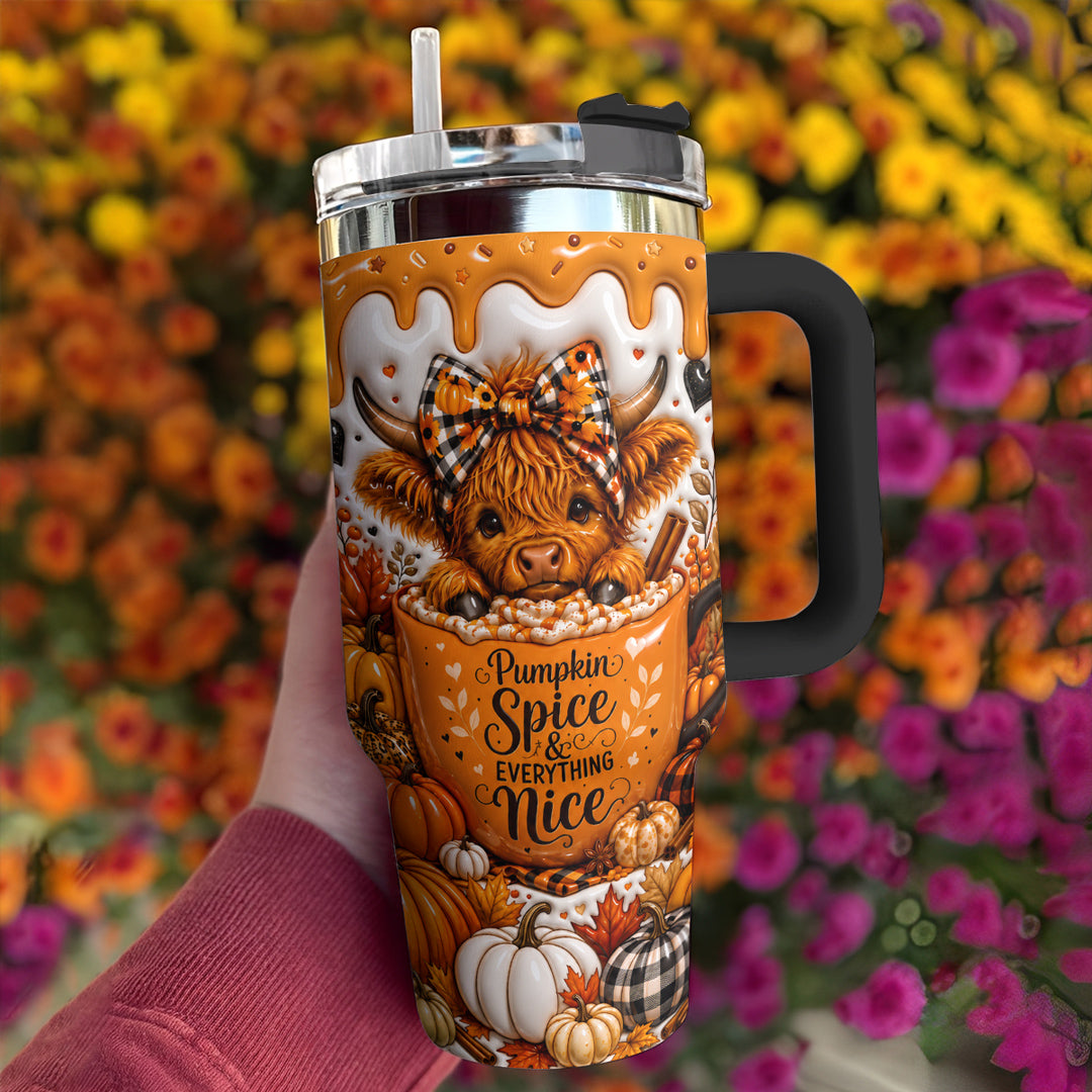 Highland Cow 40 oz Tumbler Pumpkin Spice And Everything Nice