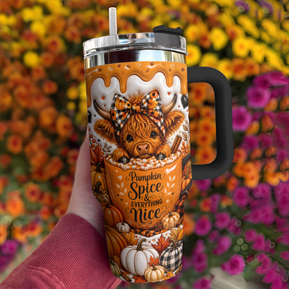 Highland Cow 40 oz Tumbler Pumpkin Spice And Everything Nice