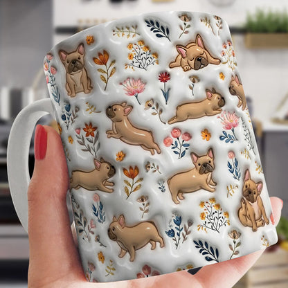 French Bulldog Ceramic Mug Happy Field Flowers
