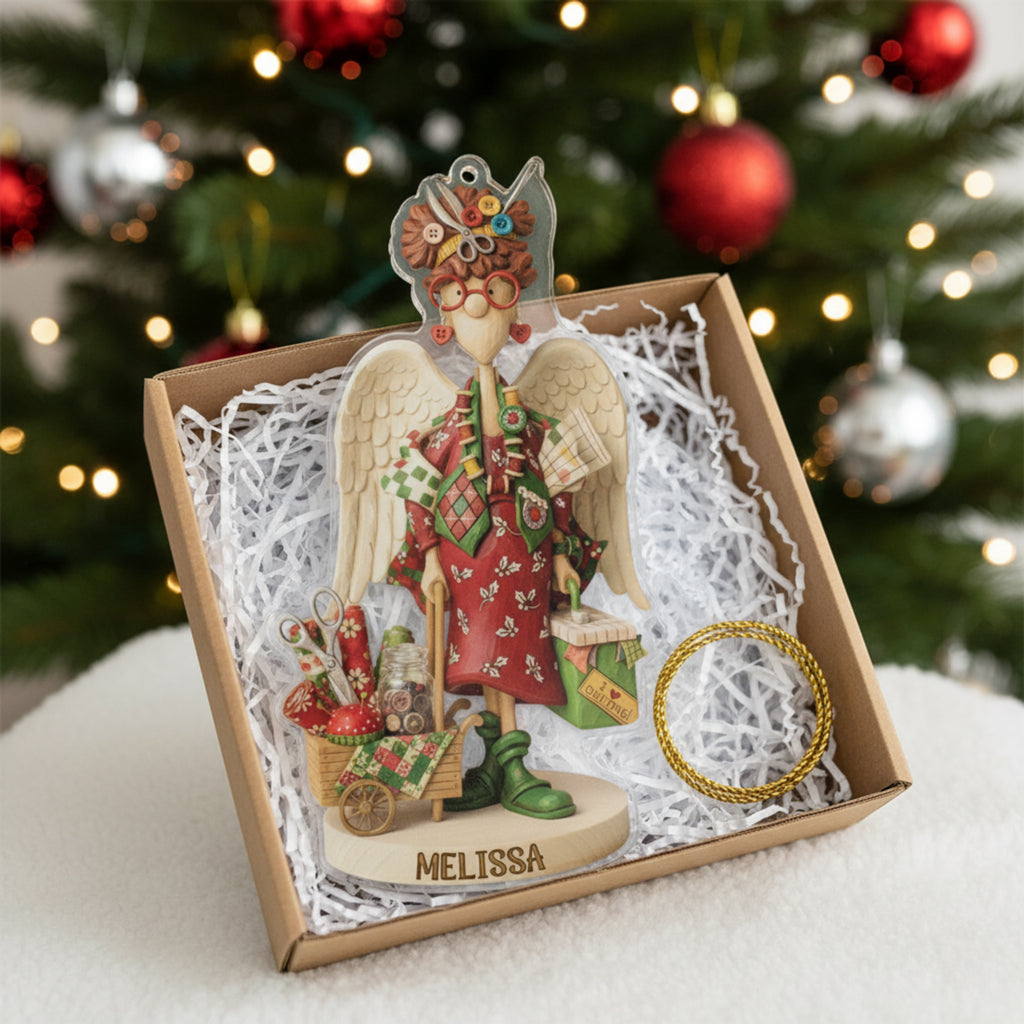 Quilting Lovers 2D Acrylic Ornament Quilt Angel Personalized