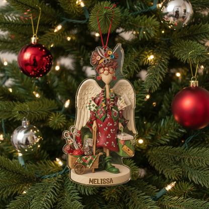 Quilting Lovers 2D Acrylic Ornament Quilt Angel Personalized