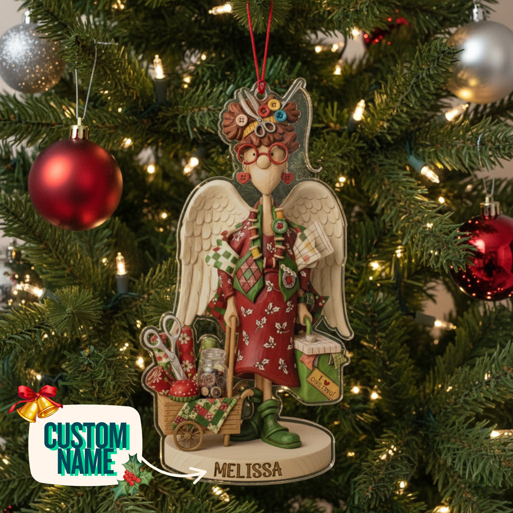 Quilting Lovers 2D Acrylic Ornament Quilt Angel Personalized