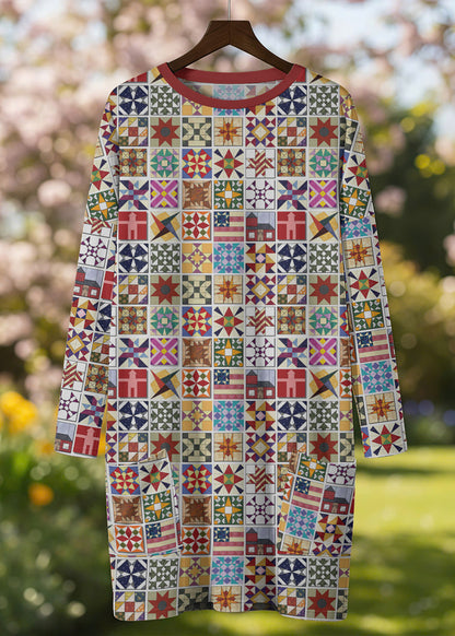 Sewing Lover Long Sleeve Tunic Quilt Blocks