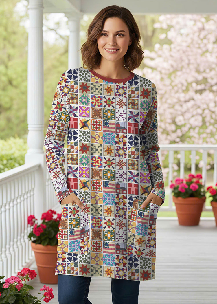Sewing Lover Long Sleeve Tunic Quilt Blocks