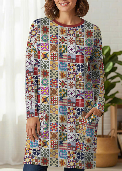 Sewing Lover Long Sleeve Tunic Quilt Blocks