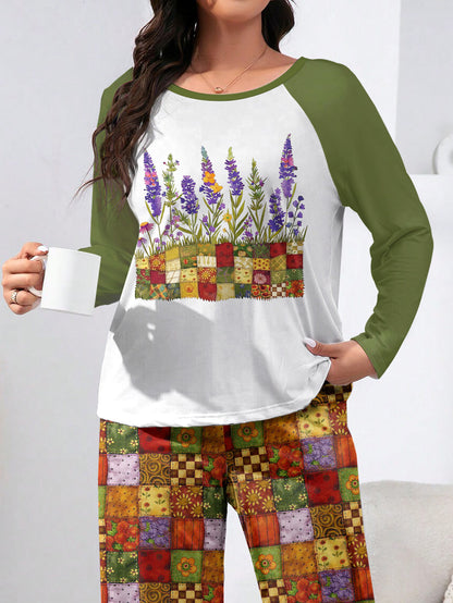 Quilting Lover Raglan Lounge Pajamas Quilted Garden