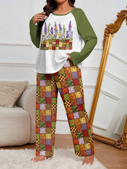 Quilting Lover Raglan Lounge Pajamas Quilted Garden