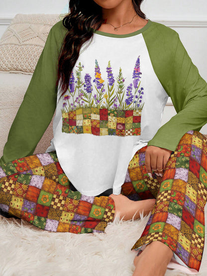 Quilting Lover Raglan Lounge Pajamas Quilted Garden