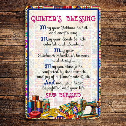 Sewing Lover 2D Metal Sign Quilter's Blessing
