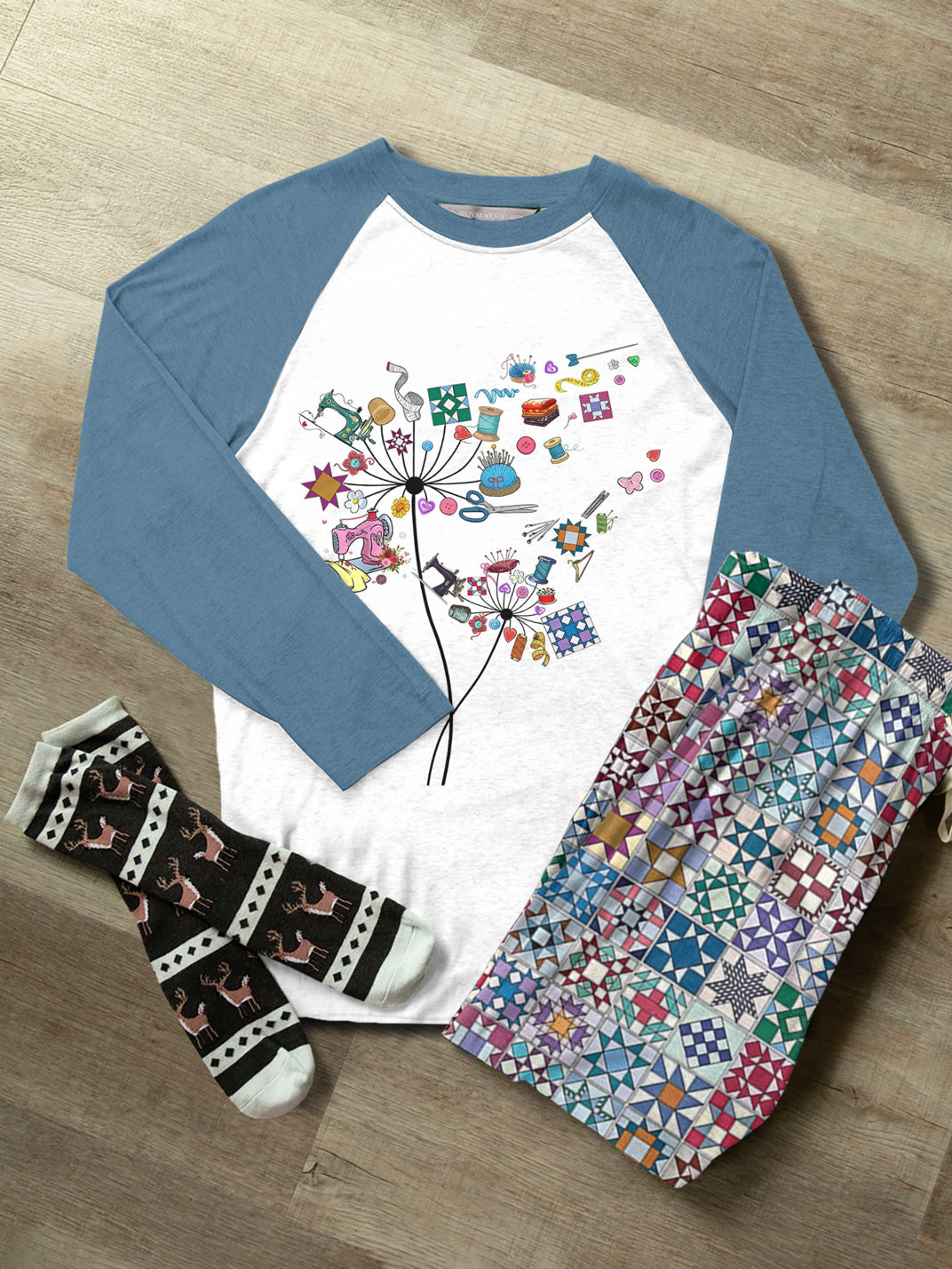 Quilting Lover Raglan Lounge Pajamas Quilter's Wishes