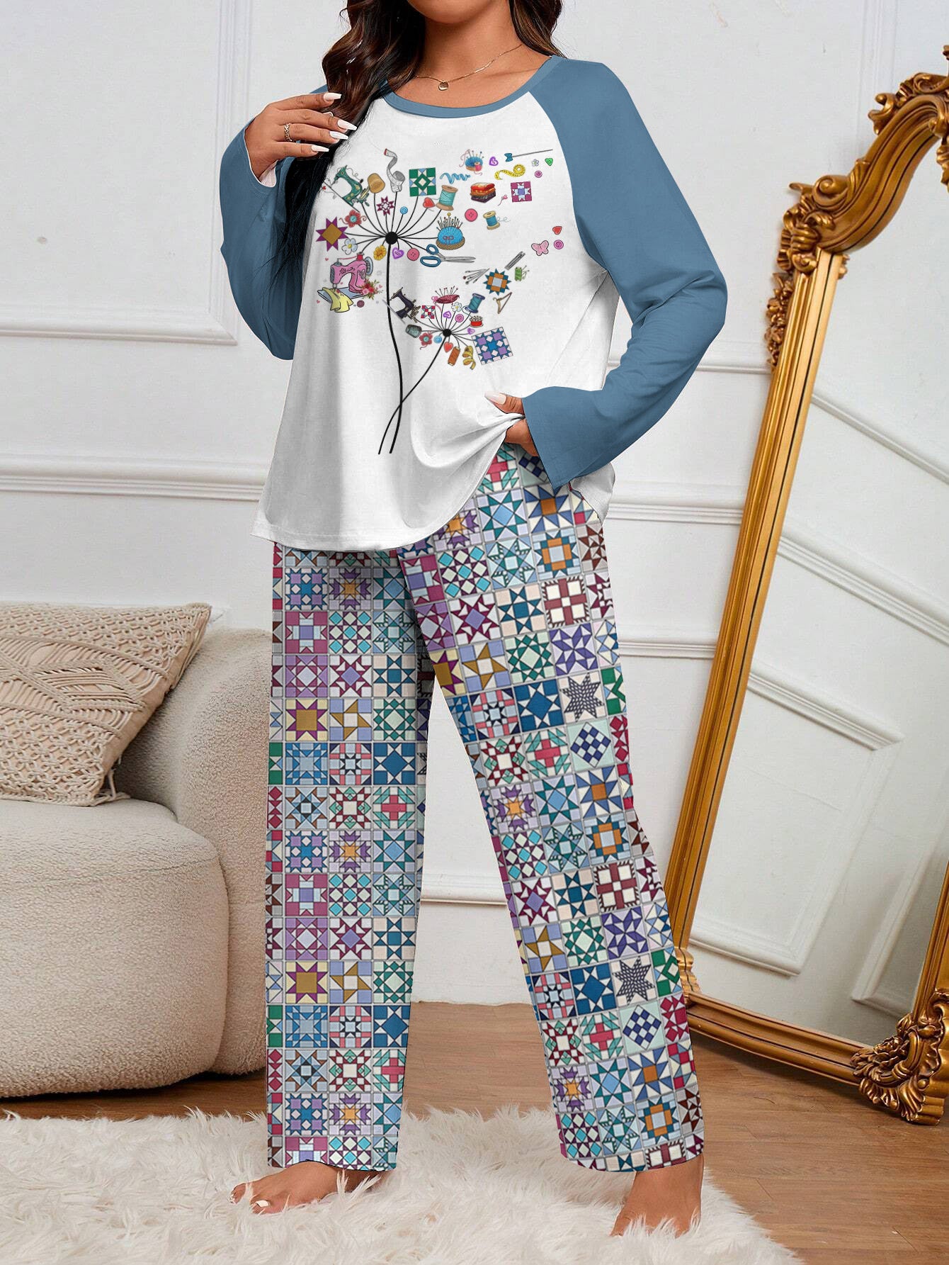 Quilting Lover Raglan Lounge Pajamas Quilter's Wishes