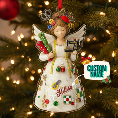 Quilting Lovers 2D Acrylic Ornament Crafty Angel Personalized