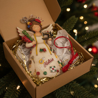 Quilting Lovers 2D Acrylic Ornament Crafty Angel Personalized