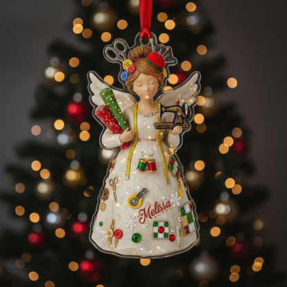 Quilting Lovers 2D Acrylic Ornament Crafty Angel Personalized