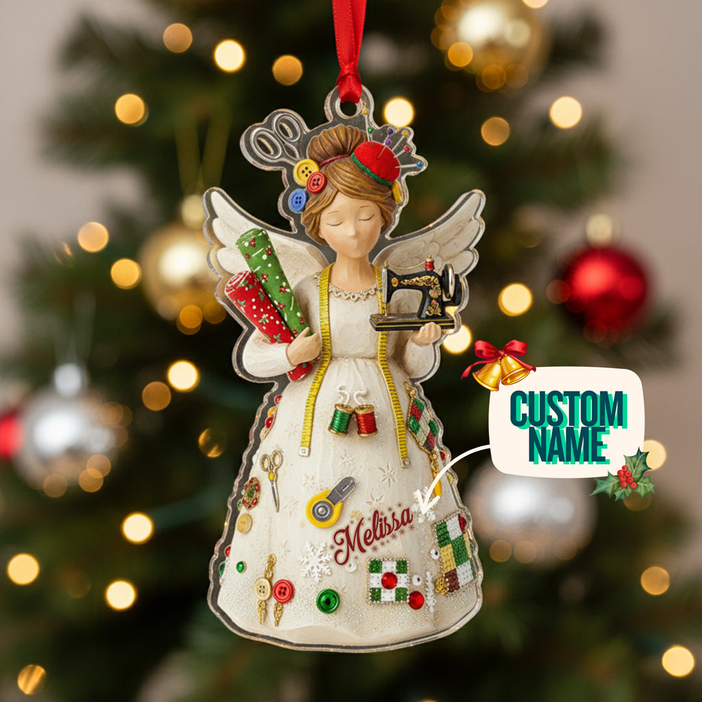 Quilting Lovers 2D Acrylic Ornament Crafty Angel Personalized