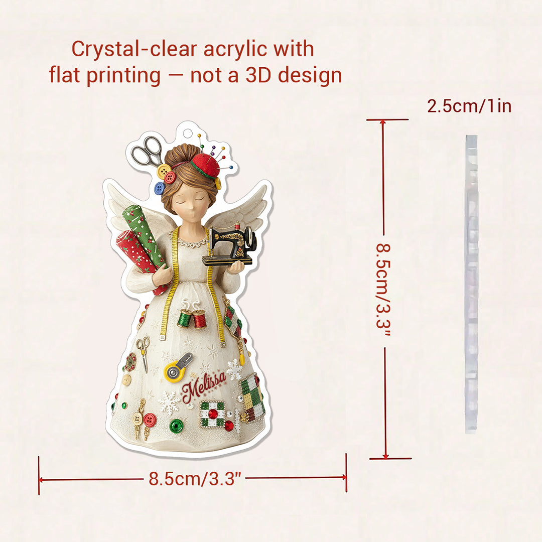 Quilting Lovers 2D Acrylic Ornament Crafty Angel Personalized