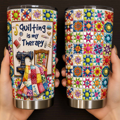 Sewing Lover 20 oz Tumbler Quilting Is My Therapy Colorful Star Quilt Blocks