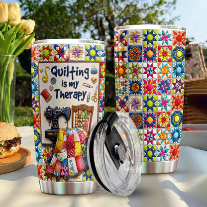 Sewing Lover 20 oz Tumbler Quilting Is My Therapy Colorful Star Quilt Blocks