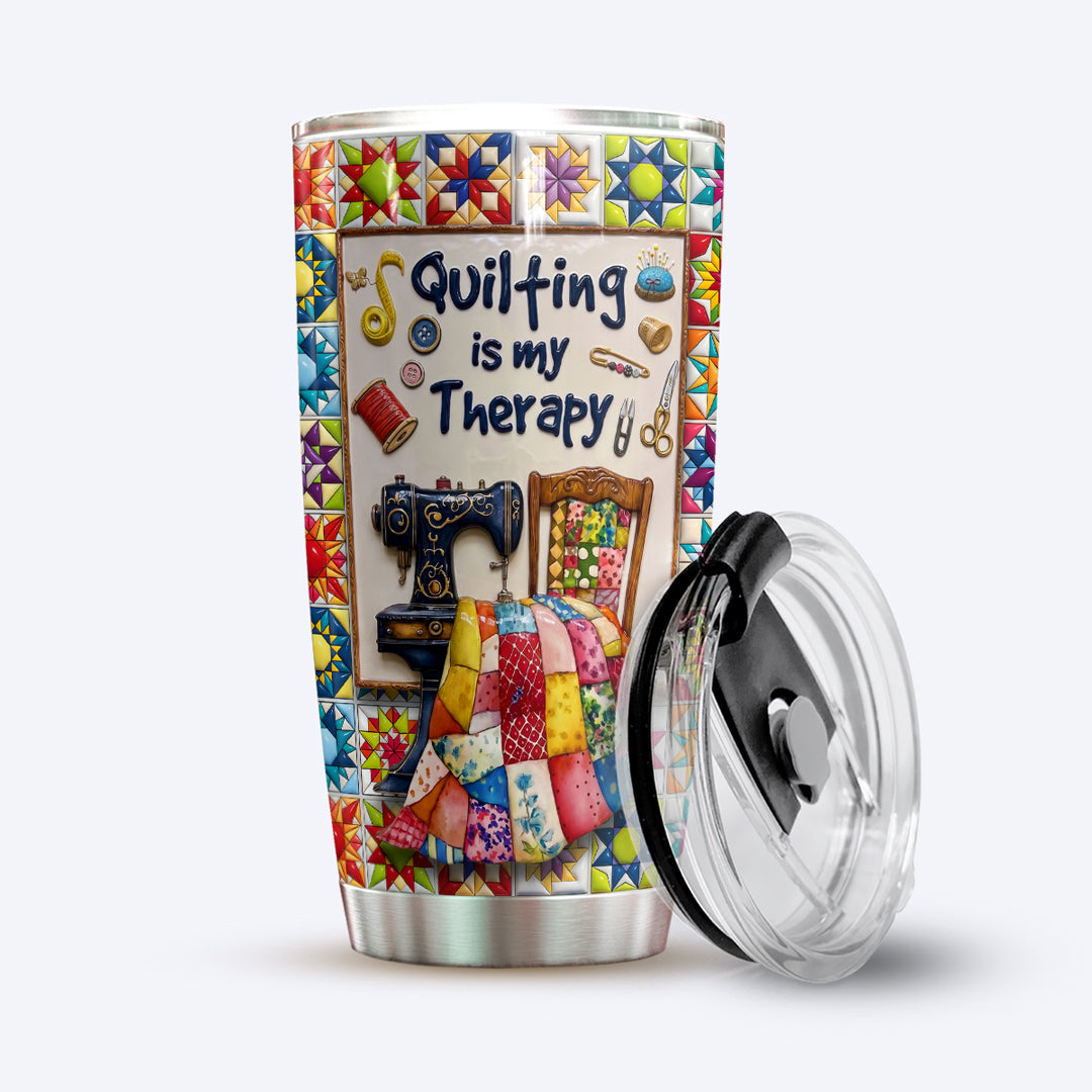 Sewing Lover 20 oz Tumbler Quilting Is My Therapy Colorful Star Quilt Blocks