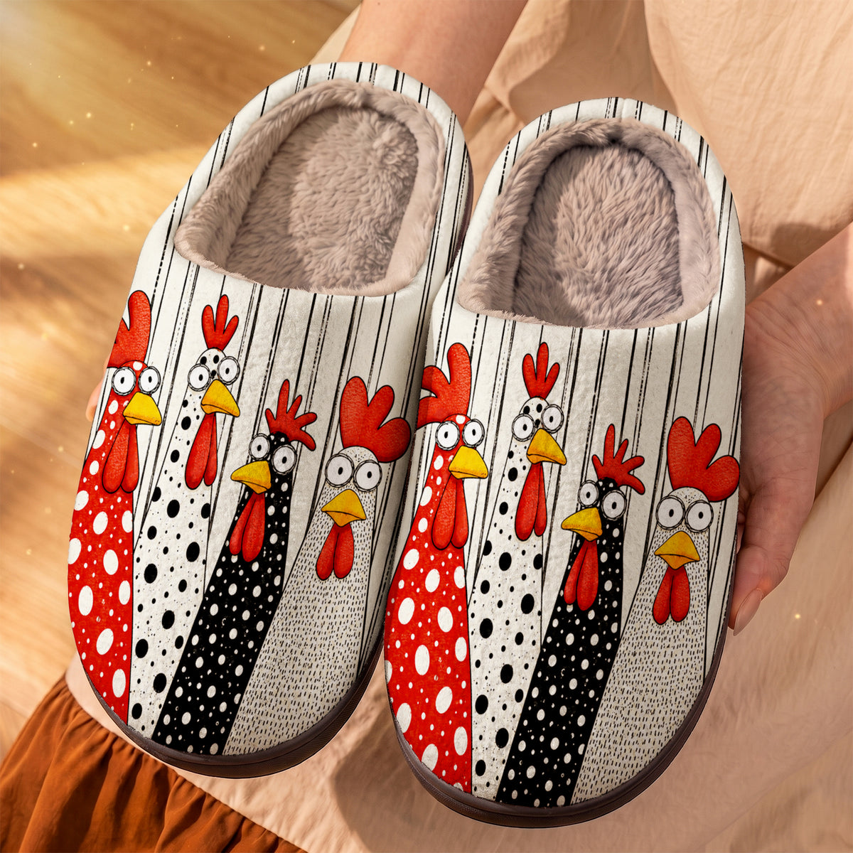 Chicken Fleece Lined Slippers Quirky Chicken Crew