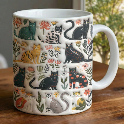 Cat 11Oz Mug Puffy Botanical Cats