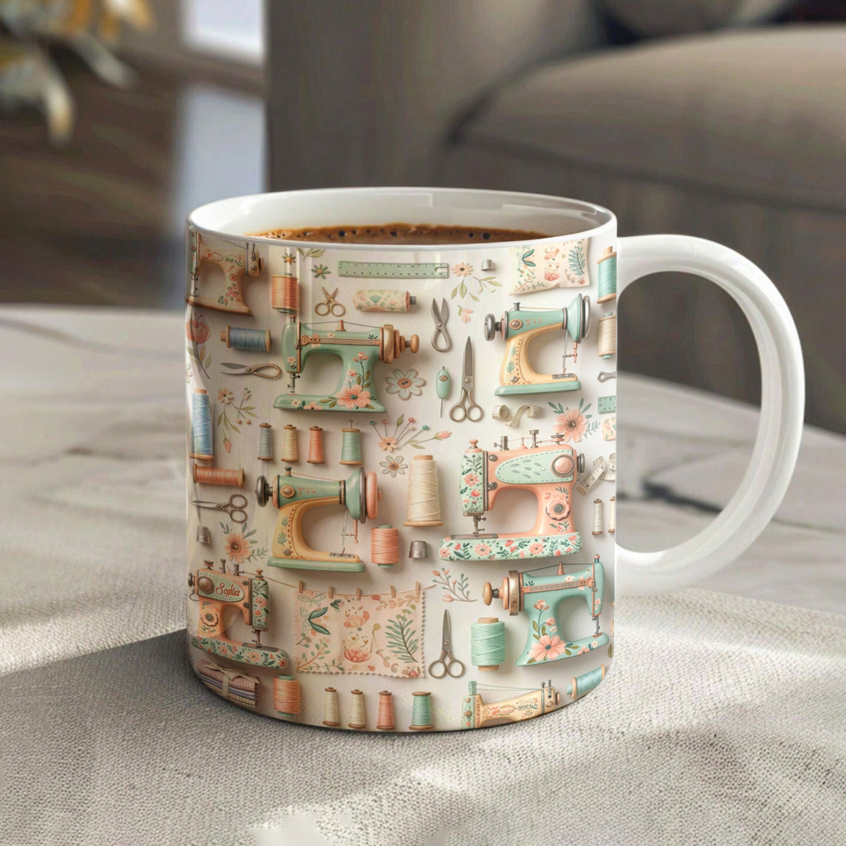 Sewing Lover 11Oz Mug Floral Sewing Charm