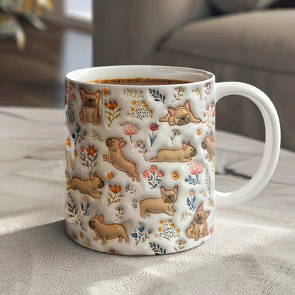 French Bulldog Ceramic Mug Happy Field Flowers