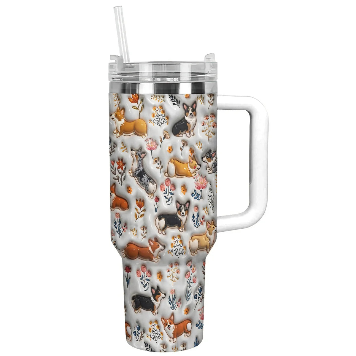 Corgi 40 oz Tumbler Happy Field Flowers