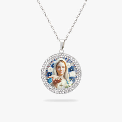 Virgin Mary Pendant Necklace Radiant Mother Of The Rosary