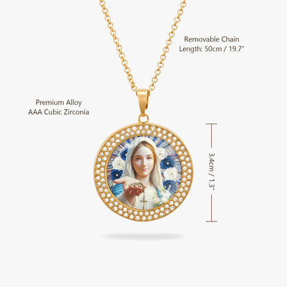 Virgin Mary Pendant Necklace Radiant Mother Of The Rosary