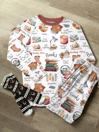 Book Lover Raglan Lounge Pajamas Bookworm's Retreat