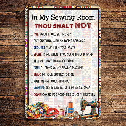 Sewing Lover 2D Metal Sign Rules Of Quilting Room