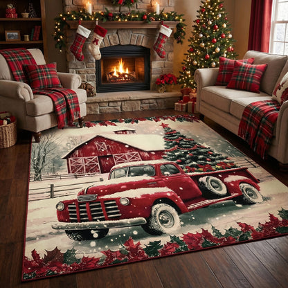 Christmas Area Rug Rustic Merry Christmas