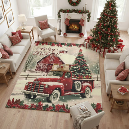 Christmas Area Rug Rustic Merry Christmas