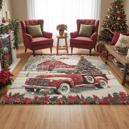 Christmas Area Rug Rustic Merry Christmas