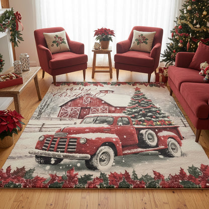 Christmas Area Rug Rustic Merry Christmas