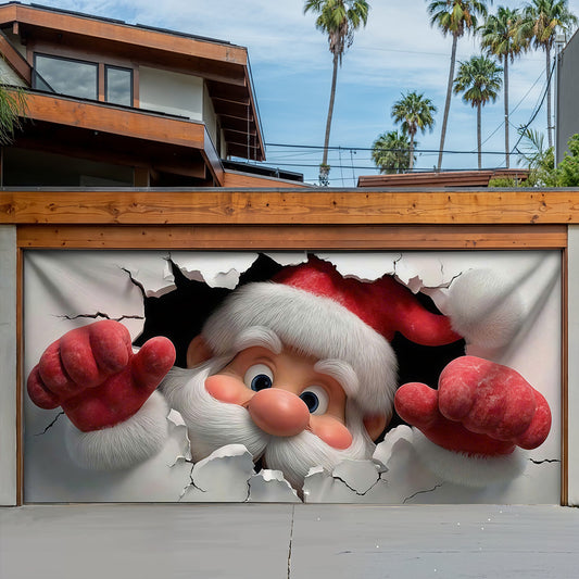 Christmas Garage Door Banner Decoration -  Santa's Breakthrough