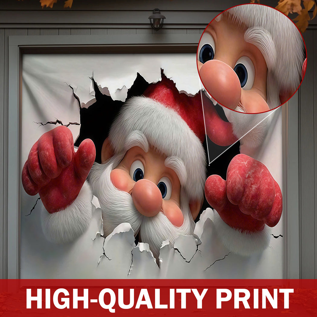 Christmas Garage Door Banner Decoration -  Santa's Breakthrough