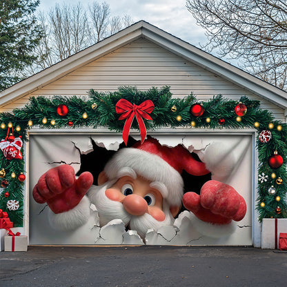Christmas Garage Door Banner Decoration -  Santa's Breakthrough