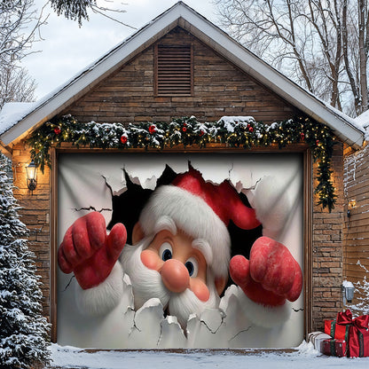 Christmas Garage Door Banner Decoration -  Santa's Breakthrough