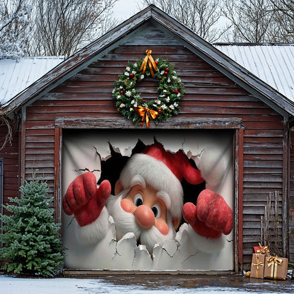 Christmas Garage Door Banner Decoration -  Santa's Breakthrough