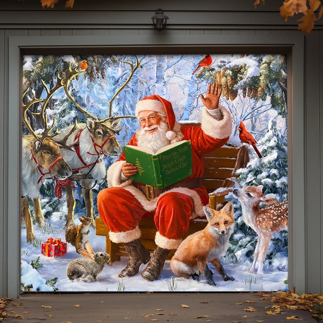 Christmas Garage Door Banner Decoration -  Santa's Forest